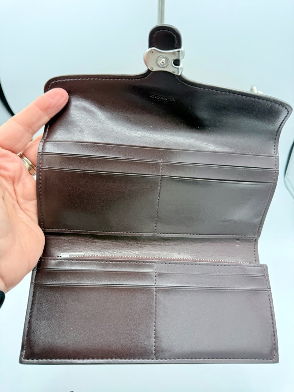 Coach Tabby Long Wallet  Taupe Pebble Leather - Picture 8 of 9